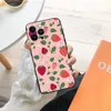 Capa de telefone de morango de frutas para iPhone 13 12 14 11 Pro Max Mini XS x Xr 7 8 6s mais SE 2020 Black Soft Silicone Tampa