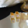 Designer de luxe Mère de Pearl V Gold Boucles d'oreilles à quatre feuilles pour les femmes Classic Clover Light Silver et Gold Design