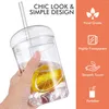 Vinglasglas Glas halm kopp transparent kaffemjölk öl dryck juice mugg mockakoppar med lock för hemmakontoret bar