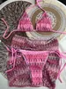 Paris Fashion Knitted Three Piece Bikini Set di lussuoso Signi di costumi da bagno Swimsuit Swimsuit Women Sexy Beach abbiglia