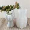 DIY NORDIC ARM FACE VASE смола Силиконовая плесень Аннотация человеческая ваза ваза бетон цементный гипс силиконовый плесень 240329