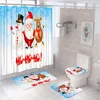 Занавески для душа смешные наборы занавеса Санта-Клауса Зимняя рождественская рождественская подарок ванная комната без скольжения коврик для туалета крышка крышки