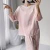 Home Kleding Chinese stijl Pyjama's vrouwen zomerse lente broek set rayon 2pcs nachtkleding slaapkleding lange mouw toppants elegante kleding