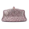 Women Purple/Red/Pink Stones Evening Clutch Bag Diamond Sequin Wedding Clutch Purse and Handbag Party Banquet Chain Shoulder Bag