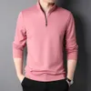 2024 Autumn New Cotton Men's Long Sleeved T-Shirt Middle Aged Fashion Casu