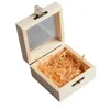 Decorative Figurines Wooden Gift Packaging Retro Cassette Lafite Grass Cover Glass Box Jewelry Boxes Decoration Crafts Jewel Case Necklace