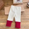 Hose 2023 Winter Neu in Kindern Baby Girls Farbblockieren Einfachheit Leggings Kinder dicke warme Plüschbodenhosen, Kleinkind 05y