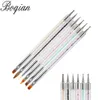 Bqan 6pcs Dual-Endnagel-Nagel-Doting-Nagel-Nagelbürstenkristallperlen Griff Strassbieten Picker Wachs Bleistift Maniküre Nagelkunstwerkzeug