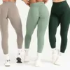 Lu uitlijn pant citroen gebreide oner actief moeiteloos naadloze leggings vrouwen trainen yogabroek gym kleding scrunch kont lift panty's sport