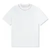 Men's T-shirt 2024 New Women's Designer Summer Retro Trendy Solid Color Neckline Rivet Decoration Short sleeved Silky Cotton Round Neck T-shirt Casual Shirt M-XXXL