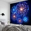 Flame de fogos de artifício colorido Imprimir tapeçarias pretas Background Tapestry decoração de parede de pano de parede de tapeçaria parede pendurada Cortina quarto quarto R0411