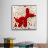 Rode Hond Standbeeld Wall Art Affiche Moderne Graffiti Nordic Sculptuur Impressions Canvas Schilderij Foto Voor WC Badkamer Home Decor