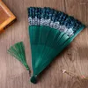 Decorative Figurines Vintage Color Changing Crown Folding Hand Fan Fashion Lace Japanese And Hanfu Style Dancing Fans Pography Props Home