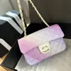 Mode -Gradientenfarbe Cf Bag Crossbody Bag Luxus Designer Genauer Lederkettenumhängetasche CC Wallet Womens Advanced Purple Handtasche Mini Flip Stick Tasche