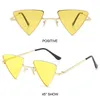 Zonnebrillen driehoekige kleine hippie UV400 bescherming metalen frame bril getinte kleurrijke lens punk tinten