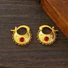 Boucles d'oreilles cerceaux Gold Couleur Beau Red Cz rond Cercles Huggies Enfants Enfants Femmes Girls Bijoux Bijoux African Africain Christmas Farty Gift