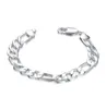 925 Silver Charm Chain Armband Men 10mm 8 Inches Long Figaro Chain 10pcs LOT21619263952744