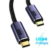 USB4 Thunderbolt3 20Gbps Super Speed Type-C Datos Línea 5A 100W PD Cable de sincronización de datos de carga rápida para la computadora portátil de teléfono MacBook iPad Pro