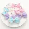 16st 5,5x3,5 cm Mesh Bowknot Applique för DIY Baby Hair Clip Hat Headwear Crafts Decor Ornament Klädertillbehör Patches Patches