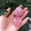 Dekorative Figuren 4 cm gute rosa handgeschnitzte natürliche Rosenquarzkristallherz für Dekoration Geschenk MJP