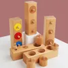 Calco di cilindri a manopola, cilindri di legno superficiale Blocchi di addestramento Blocchi di allenamento Colore luminoso per giocare per l'uso quotidiano per i bambini