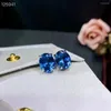 Серьги с грибами Thant Blue Natural Topaz для свадьбы Всего 6CT 8 мм 10 мм VVS Grade London с золотым покрытием