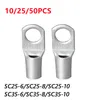 10/25/50st SC Type Wire Nose Terminals SC25 SC35 Bare Copper Batterisblock Lugs Hole ID 6mm 8mm 10mm Crimp Cable End Connectors