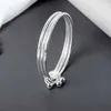 Bangle Qmcoco Round Bead Multi-Layer Simple Bracelet Woman Silver Color Fashion Hand Ornament Design Valentijnsdag For Woman Gifts 240411