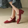 Dress Shoes Spring And Autumn Oversized High Heels 41-43 Women's Retro Small Red Mary Jane Thick