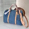 Designer tygväska denim kudde crossbody handväskor helg rese väska klassisk gammal blomma bokstäver axelväskor läderhandtag avlägsnande lång remshopping handväska