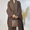 Roupas étnicas dubai saudita abaya aberta feminino muçulmano cardigan bordado maxi vestido peru quimono eid partido árabe manto islam ramadan jalabiya