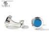 Cuff Links Cufflinks for Men TOMYE XK20S080 High Quality Classic Blue Buttons Casual Round Silver Color Dress Shirt Cuff Links Gifts Y240411