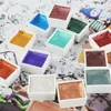 Pearlescent Solid Watercolor Paints 12 Colors Pearlescent Pigment Nail Art Draw Glitter Powder School Stationery