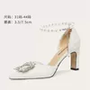 Dress Shoes Spring/Summer Square Headed Rhinestone Tassel Sandals Thick High Heel Banquet Large And Small Women's Single