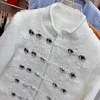 Kvinnorjackor Designer Office Ladies White Stand Collar Buttons Passar Jacka Kvinnor Vintage Floral Brodery Coat Slim Fit Party