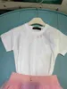 Moda Baby Tracksuits Girls Dress Ter Suit Kids Designer Roupos Tamanho 90-150 cm T-shirt de logotipo bordado e saia de renda rosa 24April