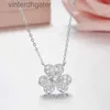 High End Vancelfe Designer Necklace Sterling Silver Three Leaf Lucky Grass Necklace Womens Propedoile Trendy Designer Jewelry Jewelry