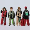 Nieuwe hiphopdanskostuums voor kinderen losse vest baggy broek outfits meisjes jongens jazz performance podium rave kleren 6 8 10 12 14 y