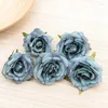 Fleurs décoratives 5pcs Rayon Curlé vintage rose Head Wedding Scrapbook Crafts Simulation Shop Gift Restaurant Decoration Merchandise