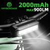 Fronte per bicicletta per biciclette in bicicletta fuori da bici 900lumen Bike Light 2000Mah Flashlight impermeabile USB Ricarica MTB Lampada per ciclo stradale MTB