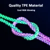 3-i-1 6A 66W RGB Super Fast Charging Cable Type-C Micro USB Charger Cable Flow Cool Colorful Glow Data Line för iPhone Android