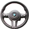 BMW M3 M4 2014-2016 F31 428i 2015 F30 320D 328i 330i 2016のブラックマイクロファイバーレザーDIYカーステアリングホイールカバー