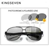 Óculos de sol Kingseven Pochromic Men Aluminium polarizou UV400 espelhado machos de sol dos óculos para N7188