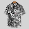 Camisas casuales para hombres camisa de vacaciones vintage vintage en blanco y negro hawaii hombres blusas divertidas mangas cortas diseño tops gran tamaño