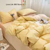 Solid Cream Green Bedding Set barn vuxna Twin Queen Full King Size Four Pieces Däcke Cover Set Flat Sheet Pillow Case Bed Linen