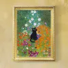 Gustav Klimt Garden Flower Black Gat Poster Gatto dipinto ad olio di pittura Funny Cat Floral Wall Art for Gallery Aesthetic Room Decoration