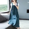 Robes décontractées vintage surdimensionné denim robe femme coréenne de mode de mode anniversaire harajuku lâche maxi sans manches