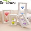 Ermakova 45/60 MINUTES WHITE BLANC WOODEN SAND TIMER SANGLASS SIGLASS SAND CLOGNE COLOBE COLOBE, BUREAU, CADEAU ENFANT SCOLAIRE