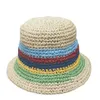 Шляпы девочка шляпа вязание крючком минималистская детская полоса соломенная ковша рыбак милый для детей лето