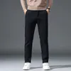 Korean Version Fashion Autumn Classic Causal Pants Men Cotton Elastic Waist Business Slim Fit Thick Trousers Male 240411